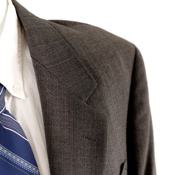 Pierre Cardin Textured Tweed Wool Gray Check 2 Button‎ Blazer 44L - Picture 2 of 13